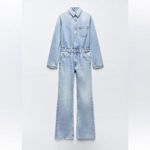 Zara Light Blue Denim Jumpsuit